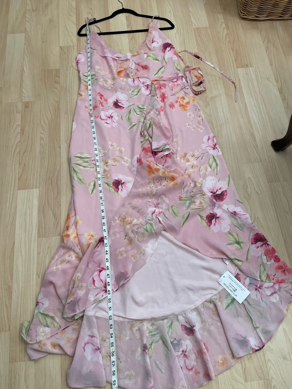 Yumi Kim “Meadow” Pink Floral Crepe  Hi-Lo Wrap Dress NWT  Size L
